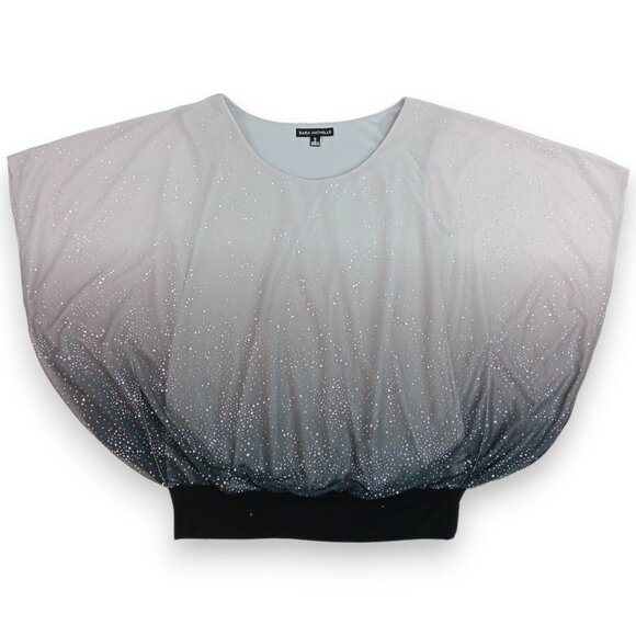 SARA MICHELLE-Women's Glitter Blouse- Black-Gray-SMALL-Light weight - Picture 2 of 11